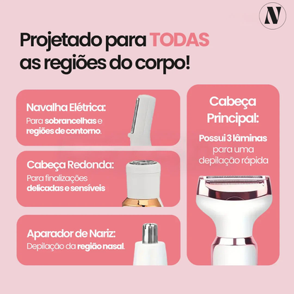 Depilador Elétrico 4 em 1 - DermaFlex®